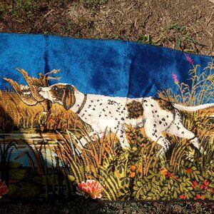 Vintage Italian Hunting Pointer Dogs with Duck Wall Tapestry Hanging 19 x 38